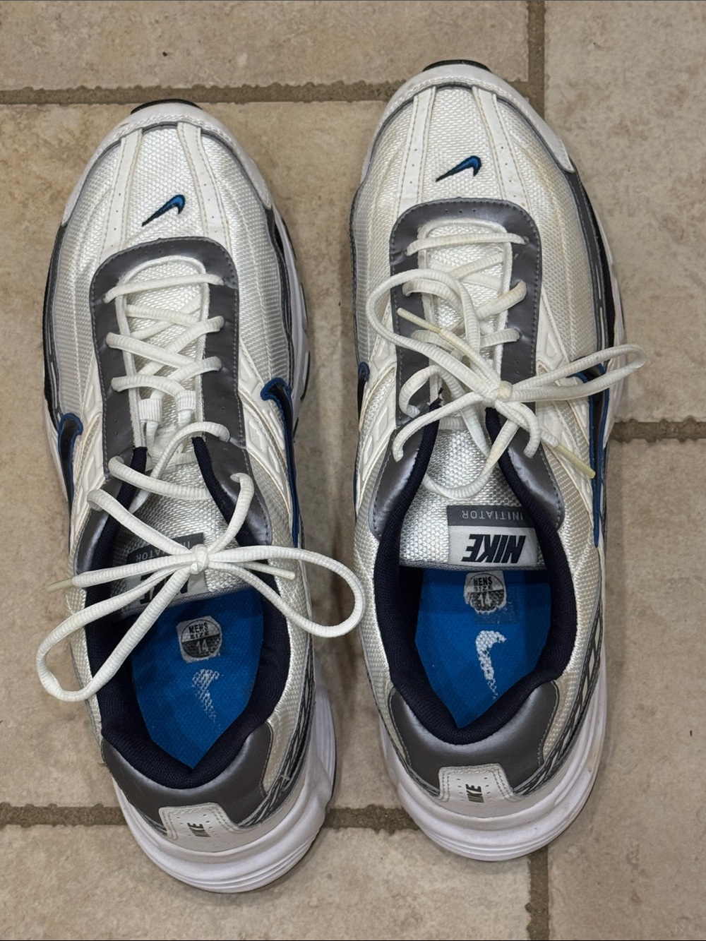 Nike Initiator Men's White, Blue and Gray Athletic Shoes Size 14